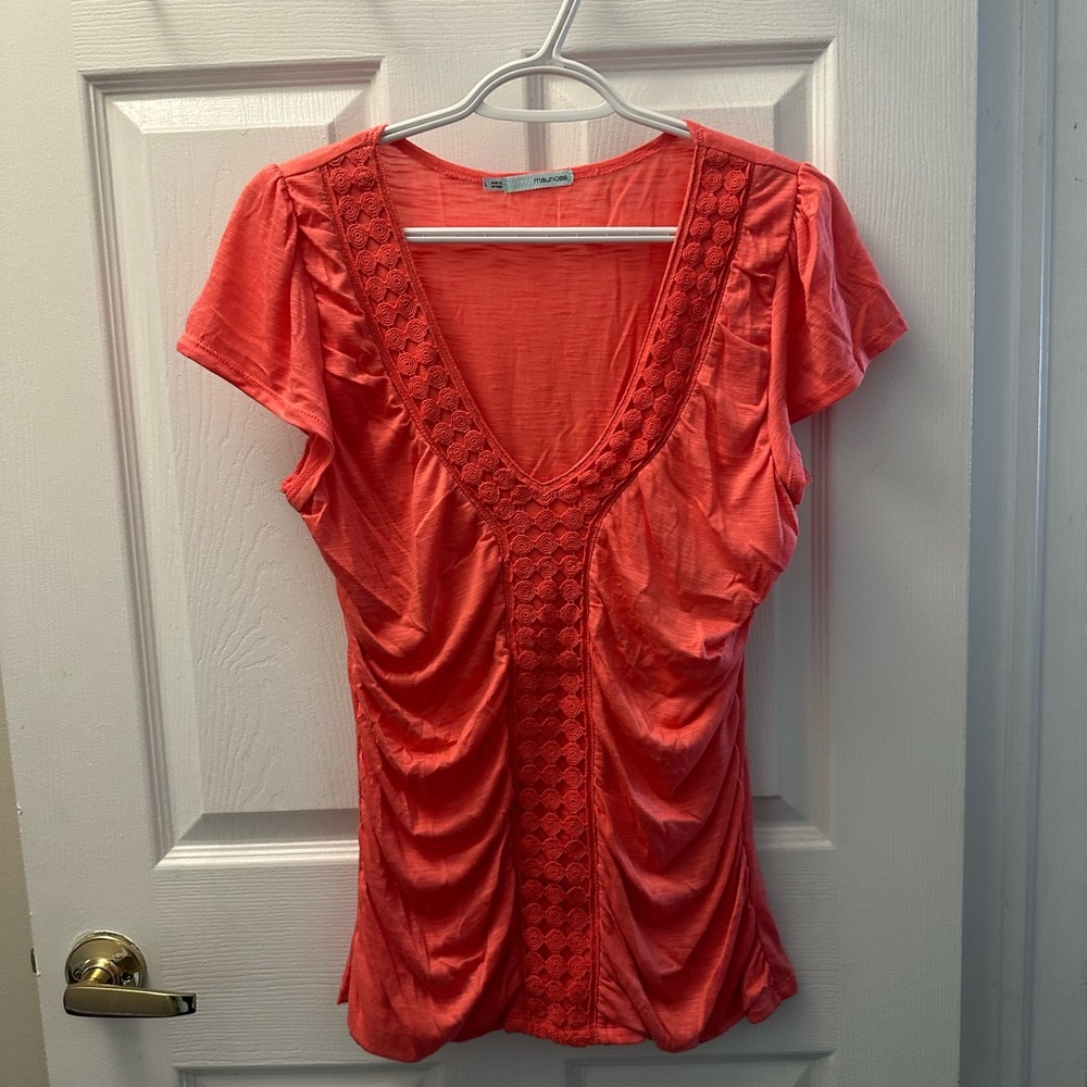 Maurices Bright Coral Ruched Blouse